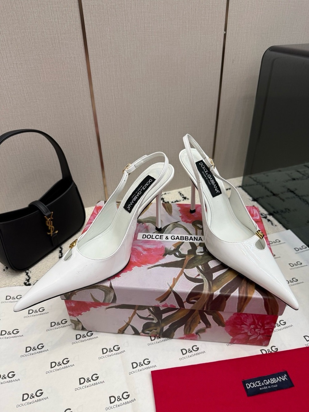 Dolce & Gabbana White Pointed Slingback Pumps - Picture 3 of 8